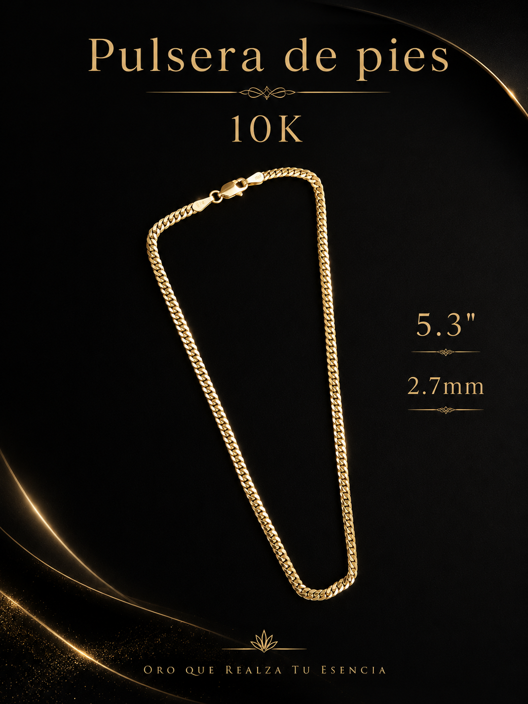 Pulsera 10K sólida 5.3  2.7 mm