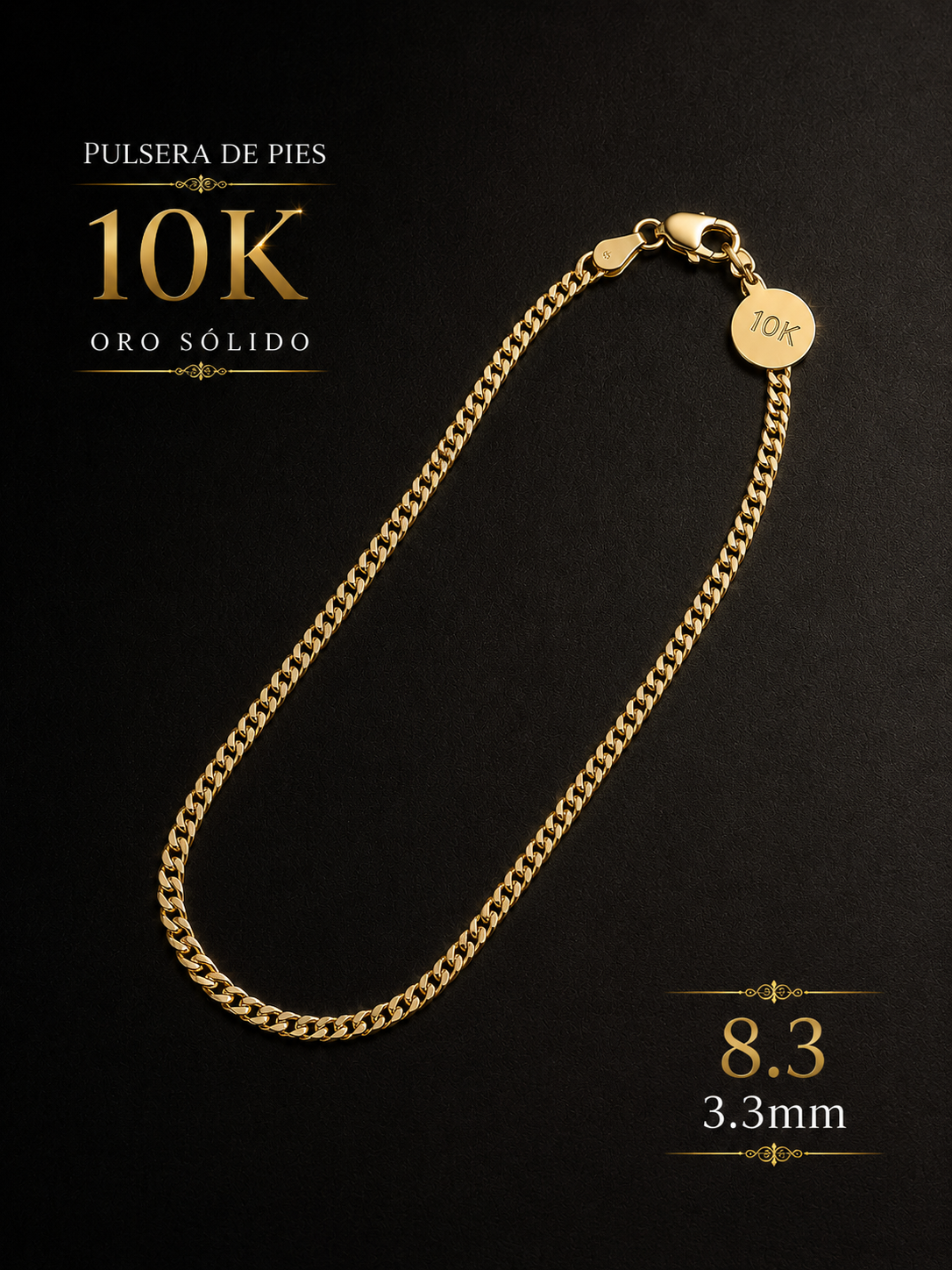 Pulsera de pies 10K 8.3. 3mm