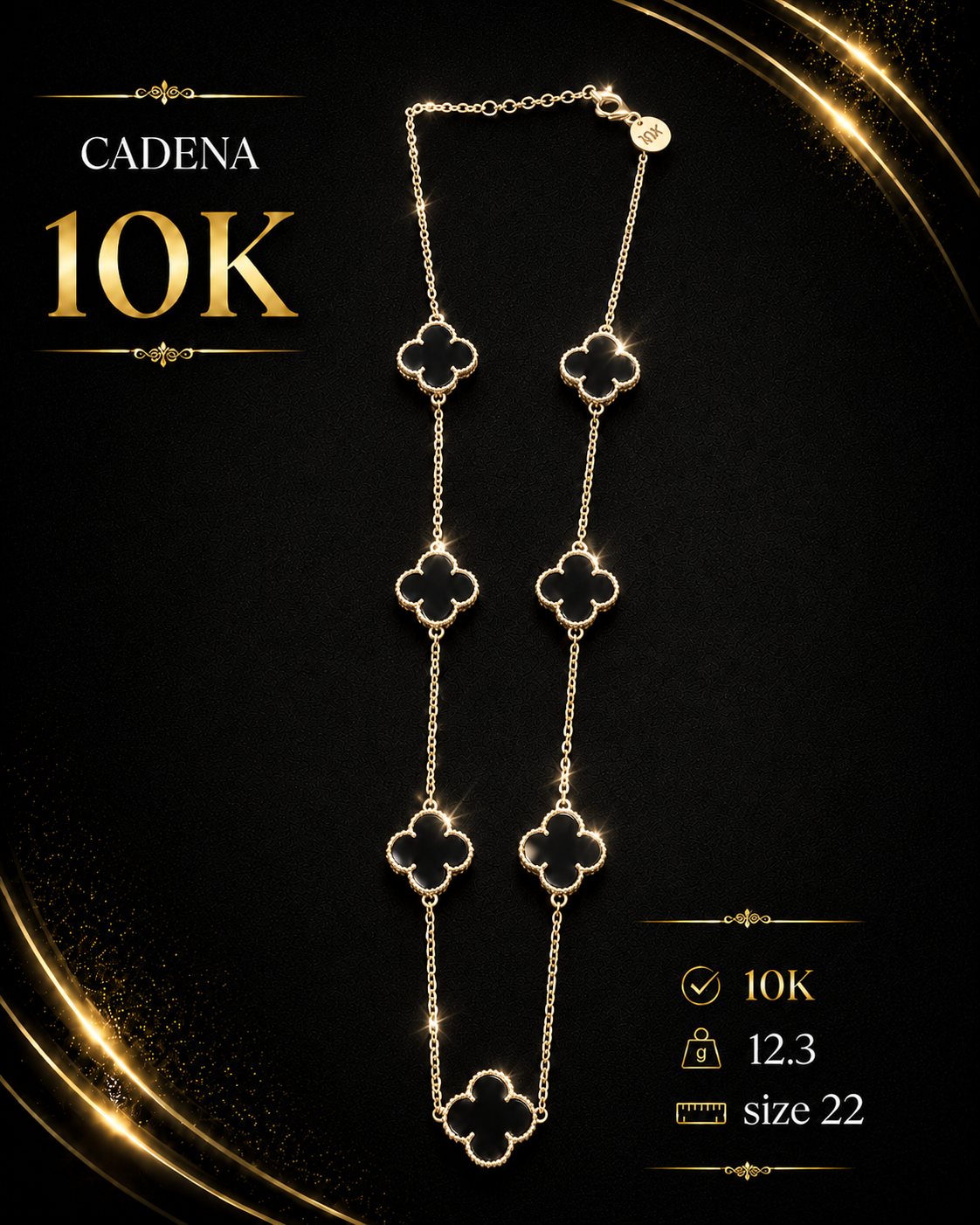 Cadena para dama 10K 7 hojas