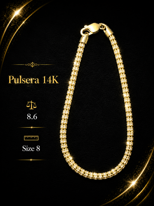 Pulsera fancy 14K (size 8) 8.6G
