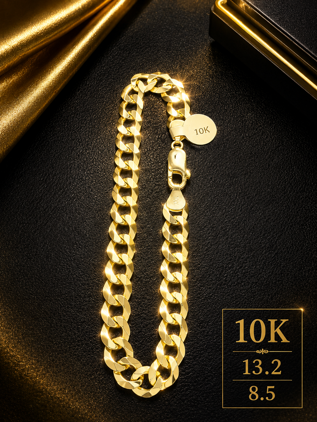 Pulsera 10K cubana size 9 13.2G 8.5mm