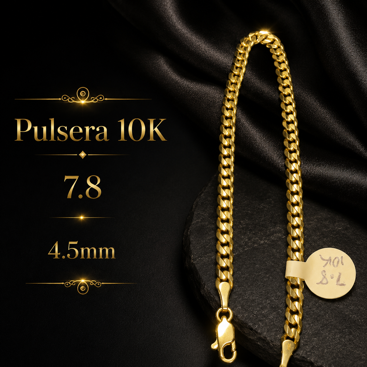 Pulsera 10K sólida size 8  7.8G 4.5mm