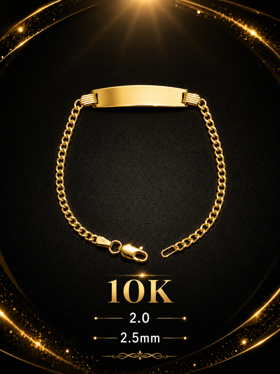 Pulsera 10K para bebé 2.0G 2.5mm
