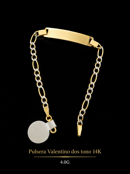 Pulsera valentino dos tono 14K 3.3 4.0G