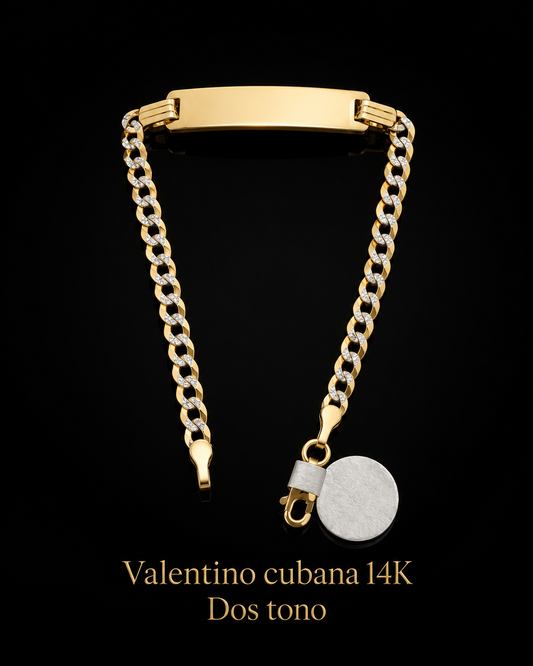 Pulsera Valentino dos tono 14K 3.5mm 3.5G ￼