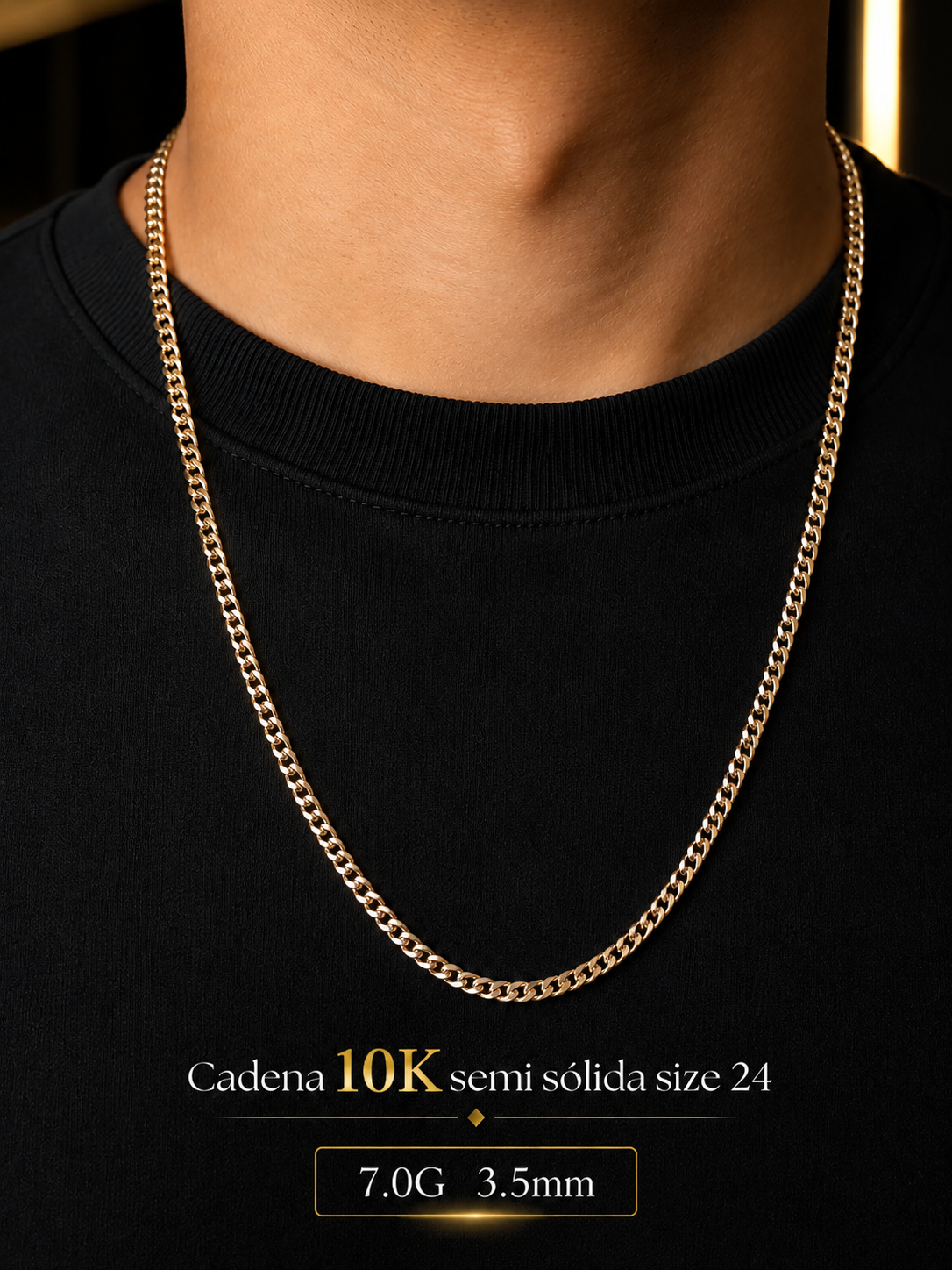 Cadena 10K semi sólida size 24 7.0G 3.5mm