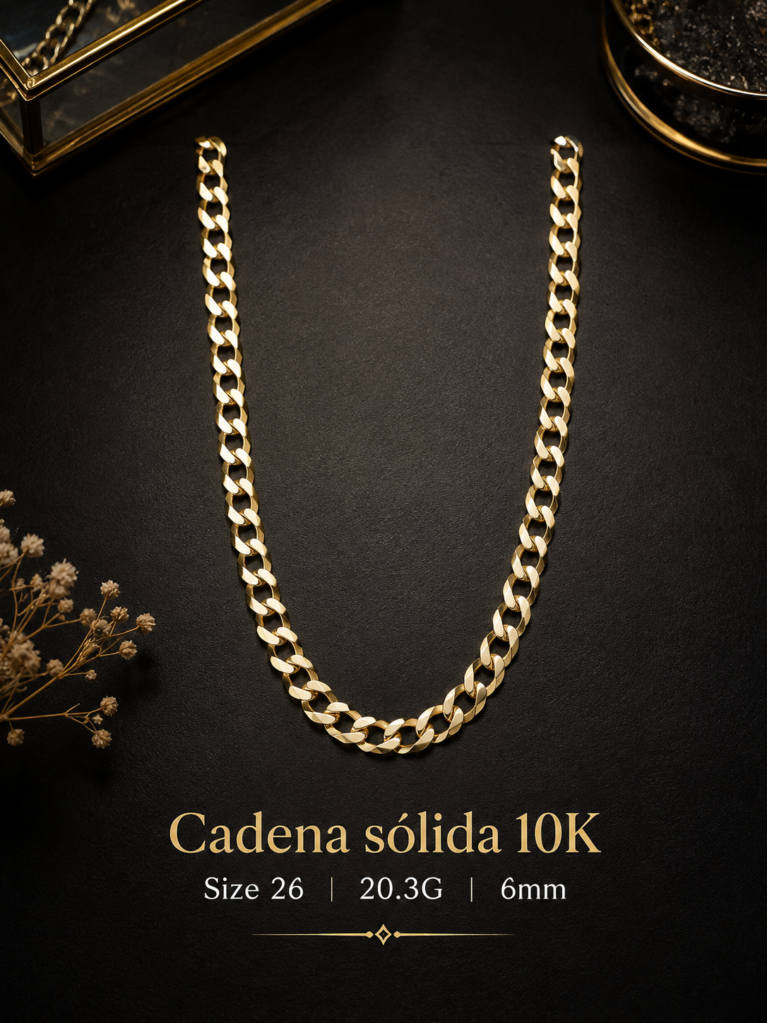 Cadena solida 10K size 26  20.3G 6mm