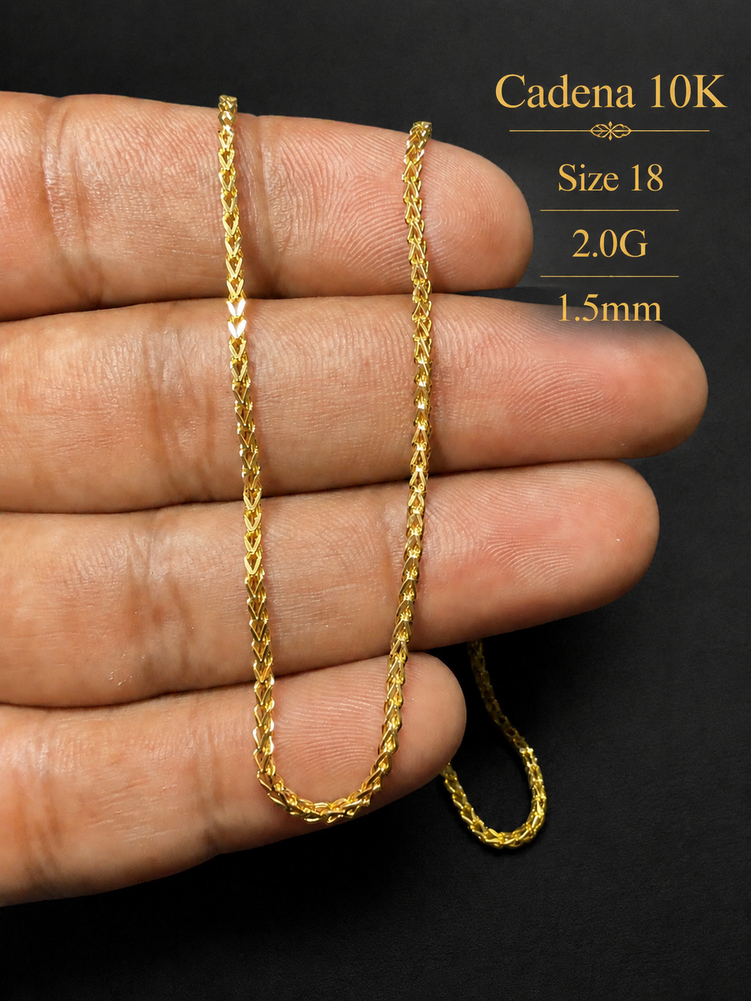 Cadena 10K franco 1.5mm size 18  2.0G