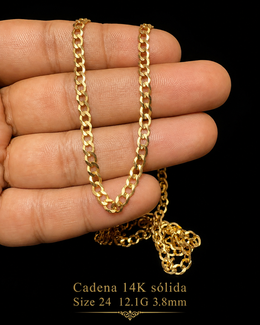 Cadena 14K sólida Size 24 12.1G 3.8mm
