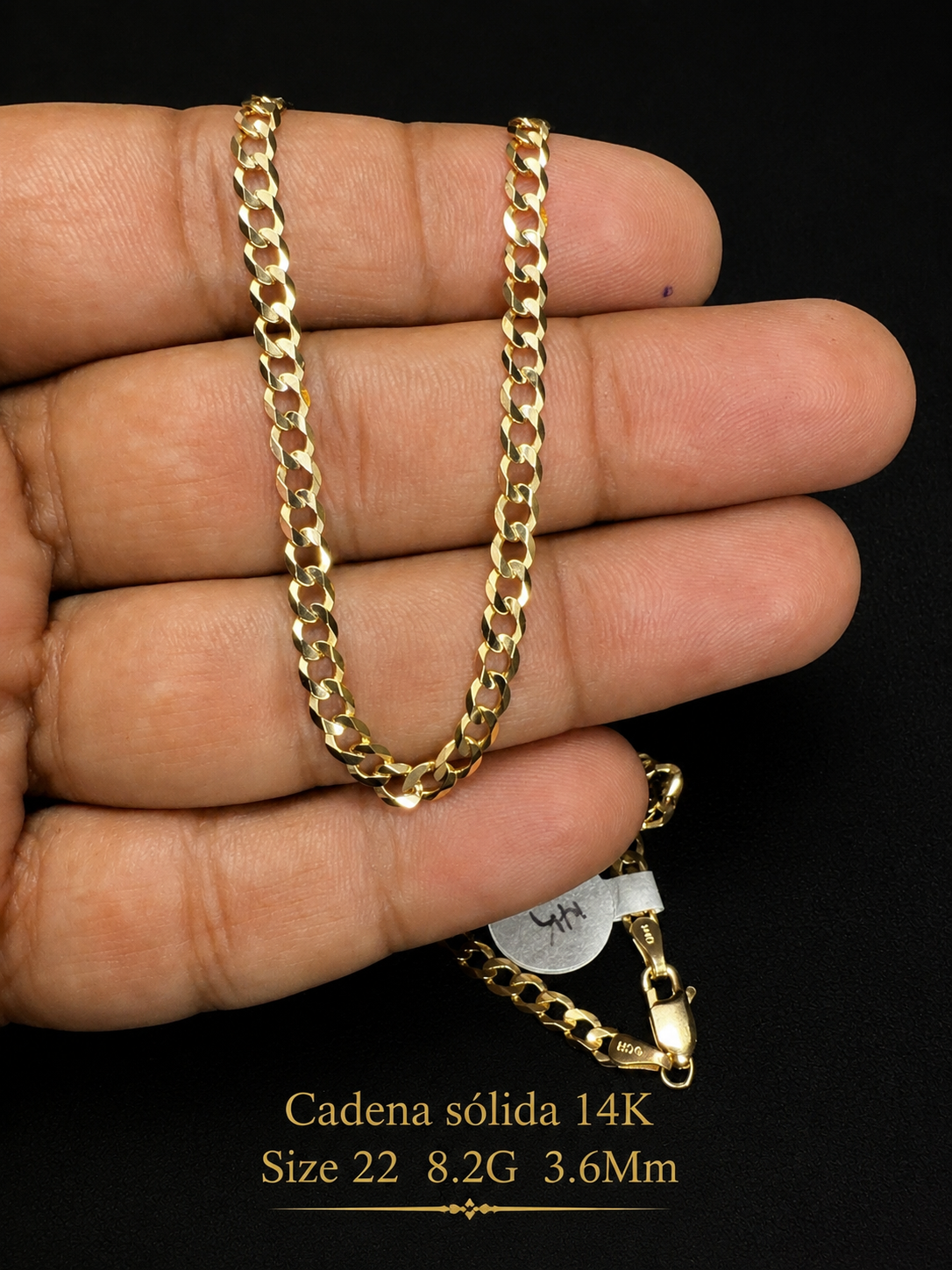 Cadena sólida 14K size 22 8.2G 3.6mm