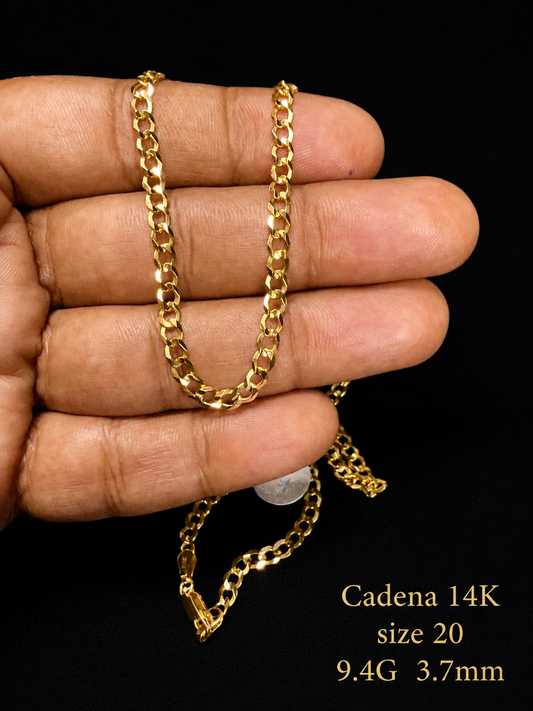 Cadena cubana 14K Sólida size 20 9.4G 3.7mm