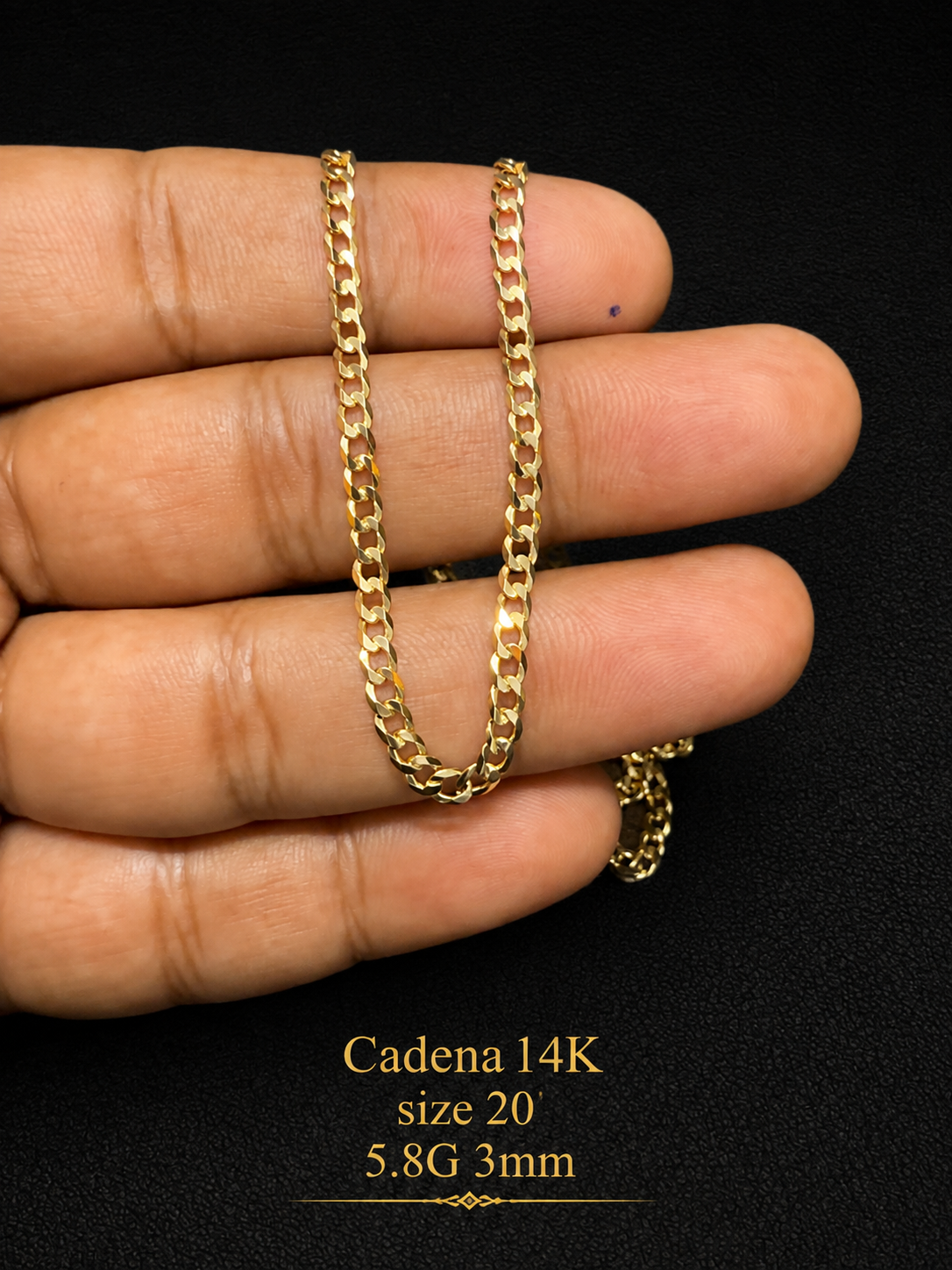 Cadena 14K sólida  size 20 5.8G 3mm