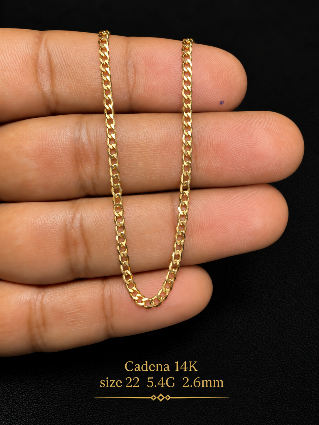 Cadena 14K size 22 5.4G 2.6mm
