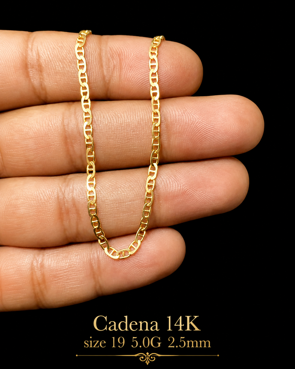 Cadena 14K size 19  5.0G 2.5mm