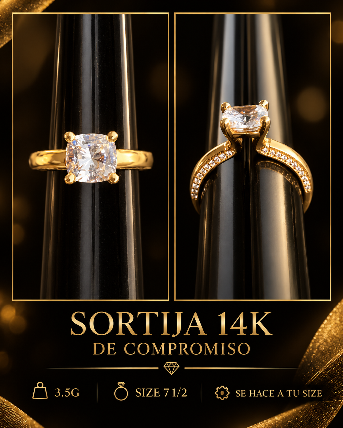 Sortija de compromiso 14K  size 71/2 se hace a tu size. 3.5G