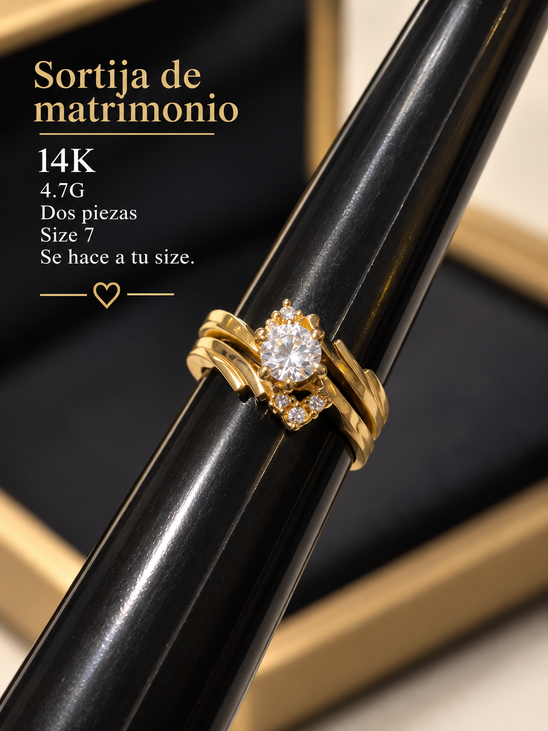 Sortija de matrimonio 14K  Dos piezas 4.7G  size 7 se hace a tu size