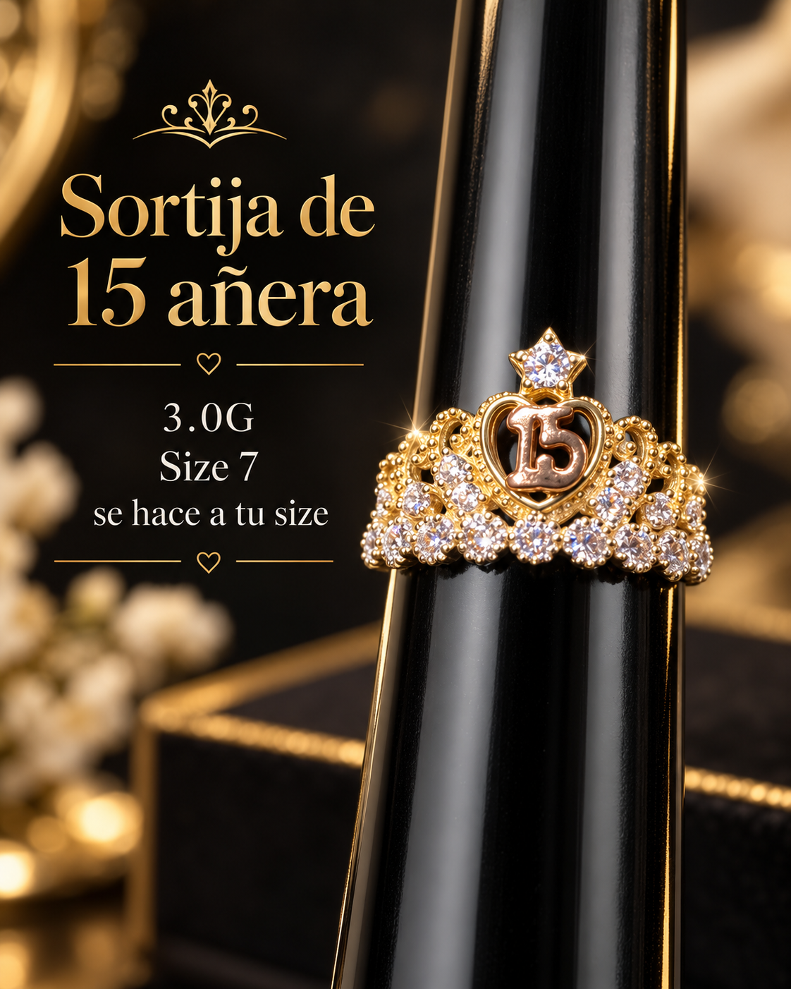 Sortija de 15 añera 14K size 7