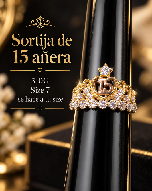 Sortija de 15 añera 14K size 7