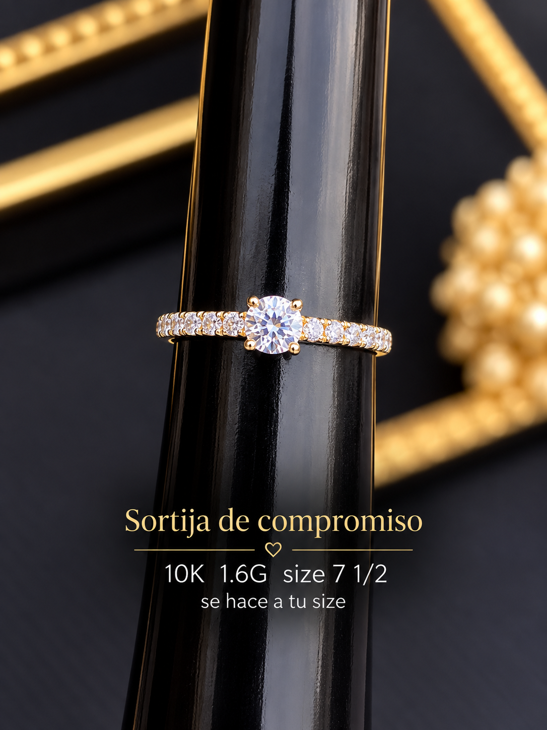 Sortija de compromiso 10K 1.6G  size 7 1/2