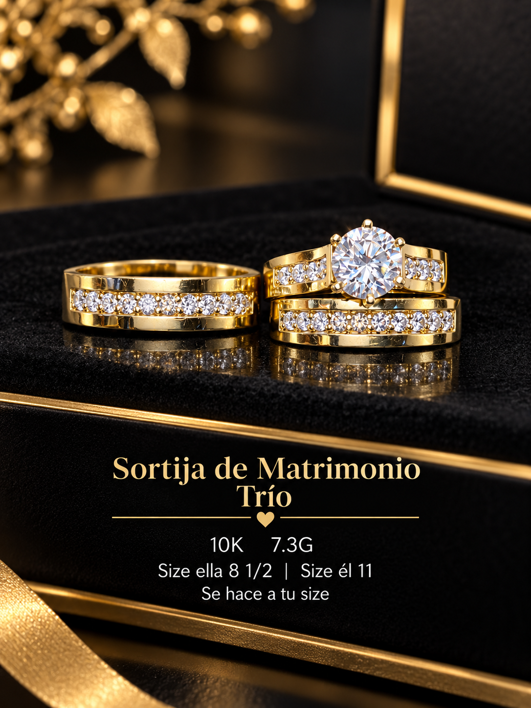Sortija de matrimonio 10K 7.3G Ella 8 1/2 el size 11 se hacen a tu precio