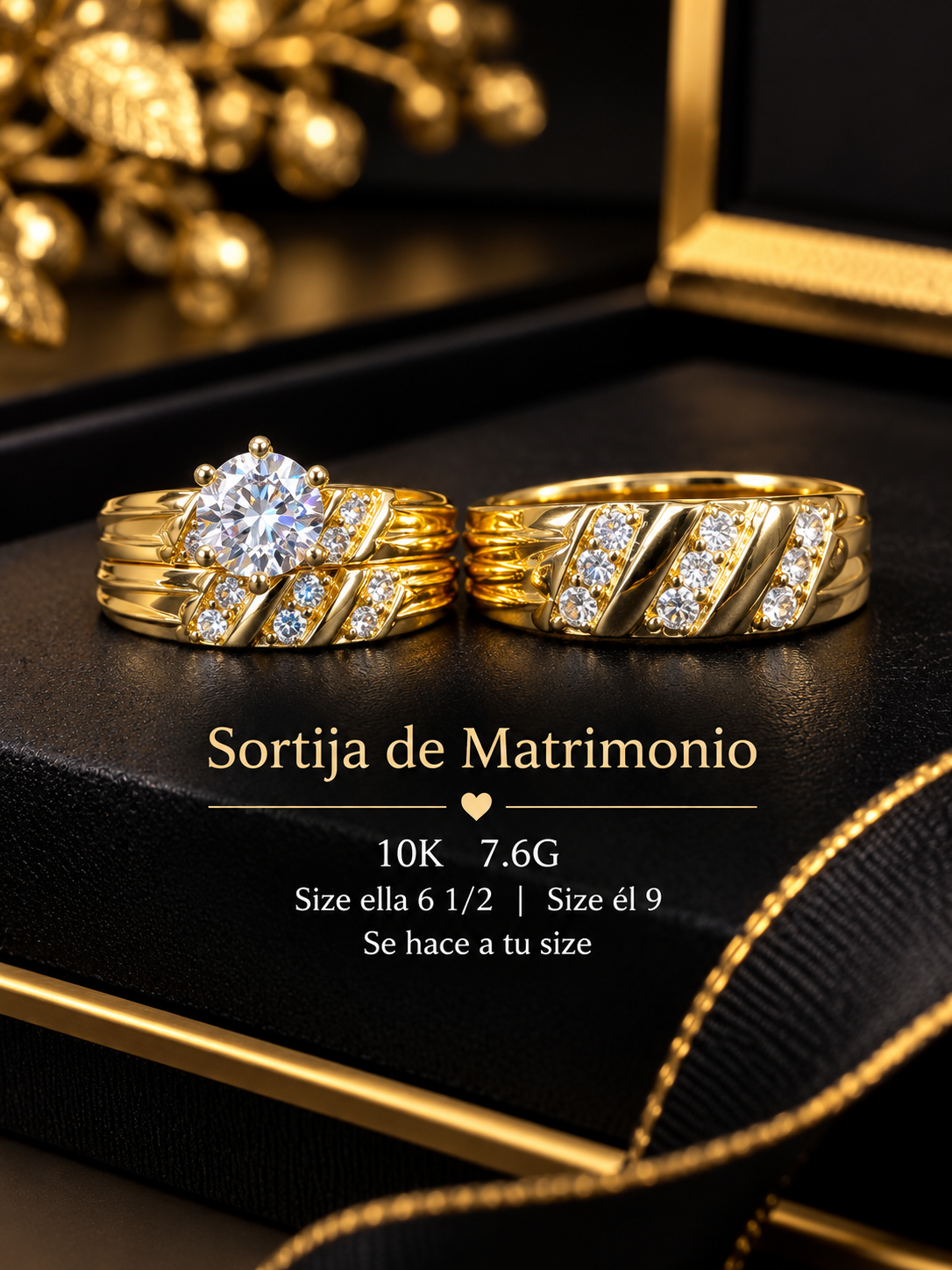 Sortija de matrimonio 10K 7.6G size ella 6 1/2   el 9  se hace a tu size