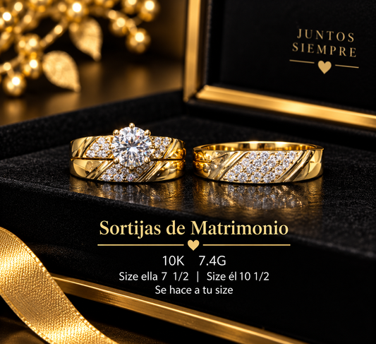 Sortijas de matrimonio 10K 7.4G size ella 7 1/2 el 10 1/2
